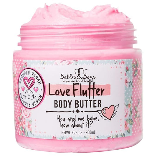 Bella and Bear Love Flutter Body Butter, Hydrating Formula, Soften & Prevent Scars, Stretch Mark Cream, 6.7oz x 12 Bulk
