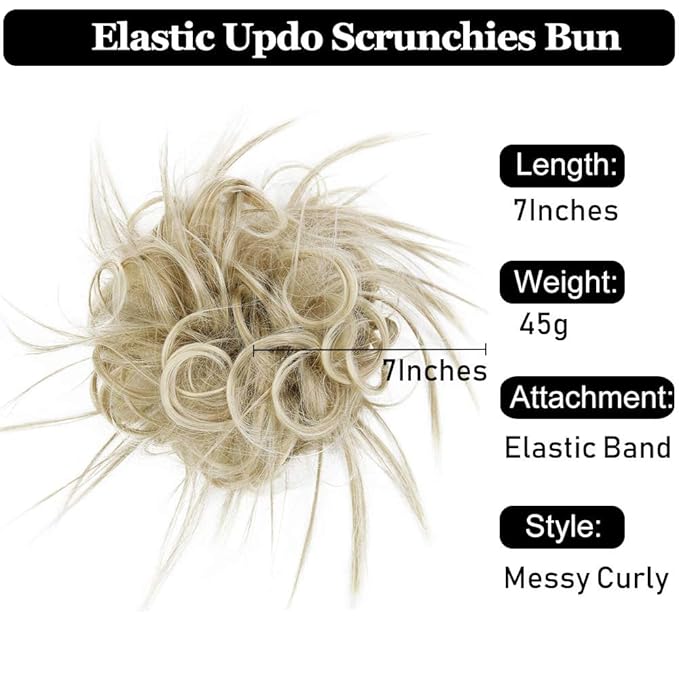 HMD Tousled Updo Messy Bun Hair Piece Hair Extension Ponytail With Elastic Rubber Band Updo Extensions Hairpiece Synthetic Hair Extensions Scrunchies Ponytail Hairpieces for Women (18t613#)