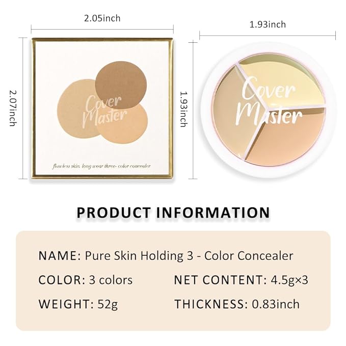 Kaely Tri Color Concealer Pot,Color Correcting Concealer for Dark Circles Spots,3 Color Cream Concealer Full Coverage,Foundation Contour Makeup Palettes,under Eye Brightener corrector de ojeras,03