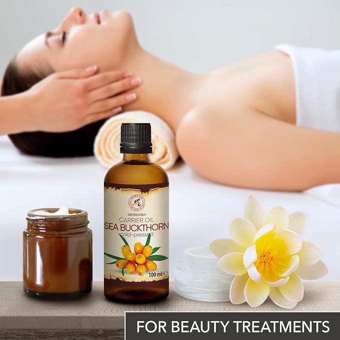 AROMATIKA Sea Buckthorn Oil 3.4 Fl Oz - Pure & Natural - Hippophae Rhamnoides - Carrier Oil for Essential Oils - Base Oil for Nails - Hair - Face & Body Care