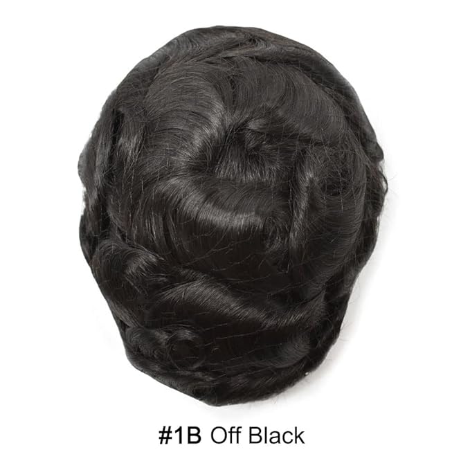 Toupee For Men Swiss Lace Hair System For Mens ToupeeL Human Hair Lace Hair Piece For Mens Toupee Hair Units 8X10#1B Off Black 120% Density