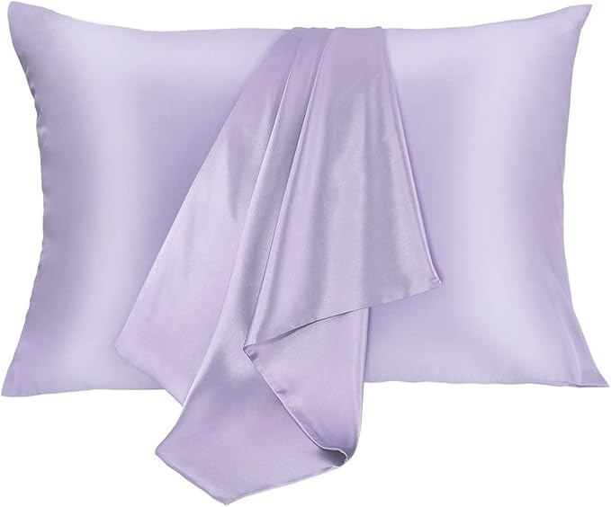 Silk Pillowcase for Hair and Skin 2 Pack 100% Mulberry Silk Bed Pillowcase Hypoallergenic Soft Breathable Both Sides Silk Pillow Case with Hidden Zipper, Pillow Cases (Standard, Light Purple)