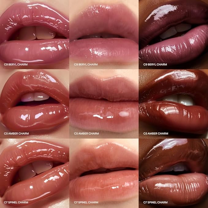 ENTROPY Makeup 2-in-1 Charm Shiny Glowy Lip & Cheek Gloss Tint Keychain, High Pigment Glossy Lip Color & Plumping Gloss, C1 Opal Charm