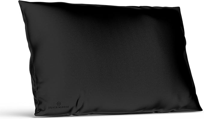 Black Silk Pillow Case, Fits Standard Queen Pillow, 100% Mulberry Silk Pillowcase 22mm, 6H High-Grade Fibers, 100% Silk Pillowcase for Healthy Skin & Hair