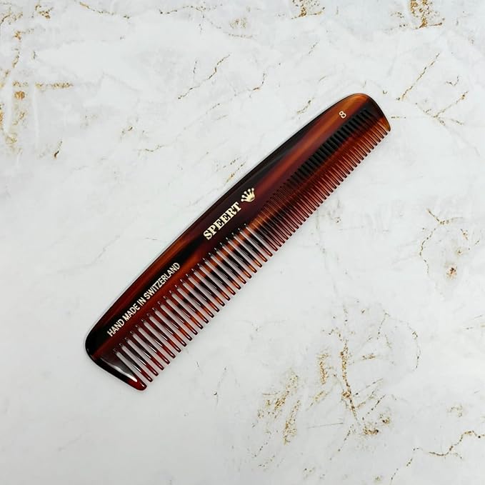 #8 Handmade Wide Narrow Tooth Comb Tortoise Havana Acetate Thick Coarse Curly Thin Fine Straight Hair Detangling Parting Grooming Teasing Styling Hairdresser Barber Hairdressing Wet Dry Pocket