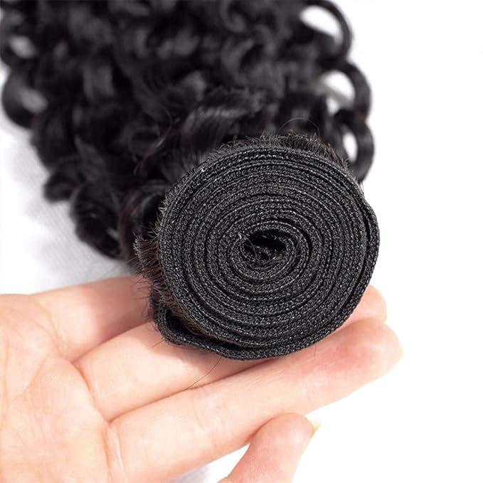 Bundles Human Hair Color 1B Kinky Curly Bundles Niegmeag Brazilian Virgin Remy Hair Single Bundle 18 Inch Double Weft Soft and Silky Natural Black Curly Bundle Hair Weave