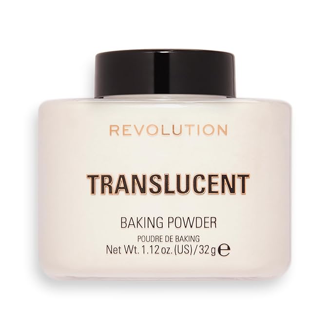 Revolution Beauty, Loose Baking Powder, Makeup Setting Powder, Long Lasting Coverage, Mattifies & Reduces Shine, Translucent, 1.13 Oz