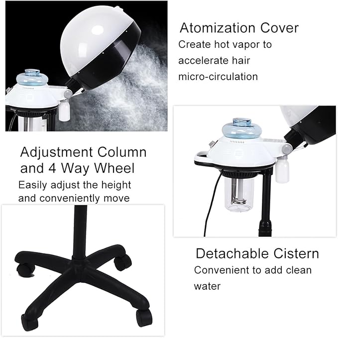 Hair Steamer Salon Spa Hooded Steamer with 0-30 Min Timer Auto Shutoff for Hair Coloring Perming Conditioning Dyeing Care