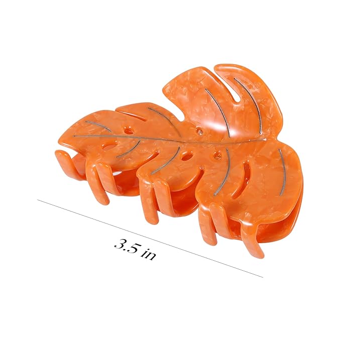 Orange Leaf Hair Claw Clip 3.5 Inch Strong Grip Hair Clip French Design Women Girls Hair Styling Accessories for Thick Thin Hair