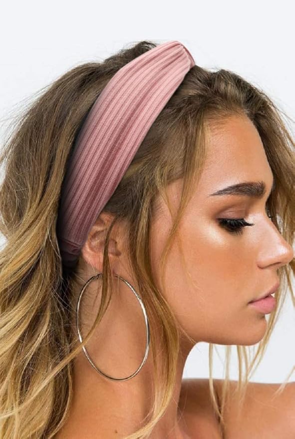 Huachi Boho Head Bands for Women Non Slip Twist Hairbands for Short Hair Fashion Summer Hair Accessories, Solid Color, 8Pcs