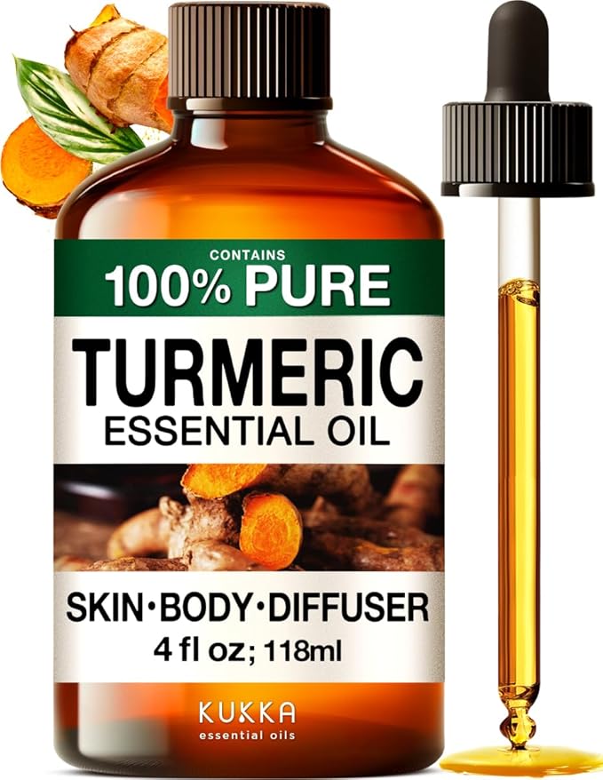 KUKKA Turmeric Essential Oils - 4 Fl Oz - for Hair, Skin, Diffuser, Aromatherapy & DIY Soap Making Scent
