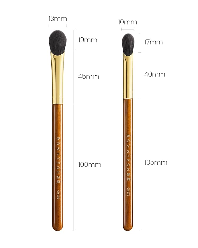 Desert Oak Series Thumb-Shaped Eyeshadow Brush （Small） - Curved Brush Head Mimics Natural Finger Contour, Premium Goat Hair & Bubinga Handle for Lid/Crease Blending (CM 171)