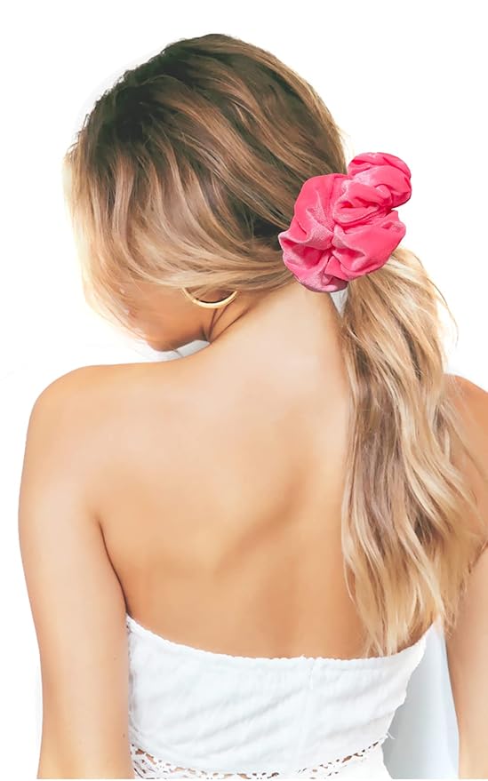 IVARYSS Extra Large Neon Scrunchies for Hair 80s, Premium Velvet Soft Jumbo Scrunchy, XL 6 inch Big Elastic Band Women and Girls Hair Accessories, 4 Pack, Neon