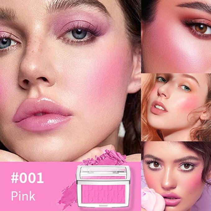 Pink Powder Blush Palette, Multi-Use Makeup Blusher Pink Face Powder for Eyes, Lips, Cheeks, Blendable Formula