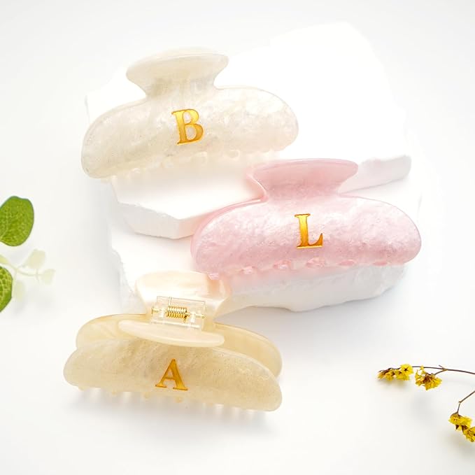 Birthday Gifts for Girls - Pink Acrylic Letter Hair Clips, Monogram Hair Claw Alphabet Large Hair Clip, Fashion Glitter Claw Clips, Teen Girl Gifts Trendy Stuff, Letter C