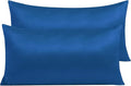 NTBAY Zippered Satin Pillow Cases for Hair and Skin, Luxury King Hidden Zipper Pillowcases Set of 2, 20x36 Inches, Royal Blue