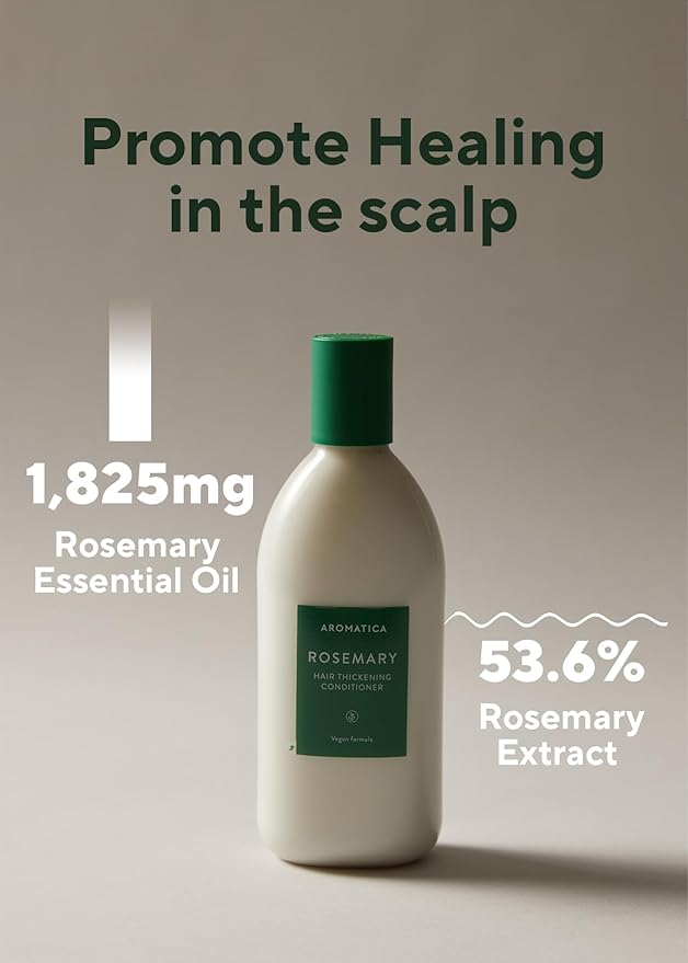 AROMATICA Rosemary Hair Thickening Conditioner, Vegan Hair Conditioner for Damaged Hair and Dry Hair - Moisturizing Conditioner, Silicone-Free (13.53oz/400ml)