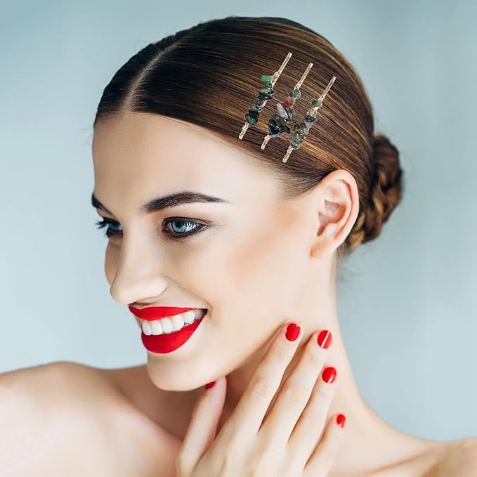 Crystal Hair Pins Gemstone Jeweled Bobby Pin Decorative Hair Accessories for Women Colorful Hairpins Set of 15