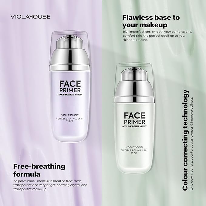 VIOLA HOUSE Face Primer, Tone Adjust Primer For Face Before Makeup-Refined, Bright And Smooth The Skin And Fills Fine Lines (Lavender Purple)