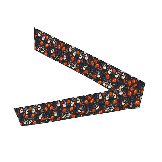 Men's Women Lovely Sports Sweatband Hair Decor for Sports Athletic Spa, Elastic Multipurpose Halloween Raven Pumpkin Skull Head Ribbon Headwear