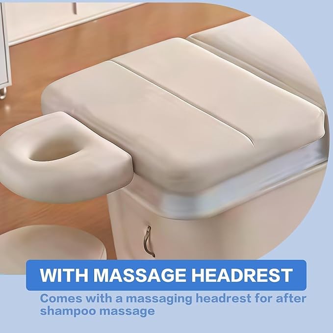 Professional Beauty Salon Shampoo Bed Head Spa Equipment with Water Circulation,Steamer,Shampoo Chair Luxury Head Care SPA Shampoo Bed (Beige)