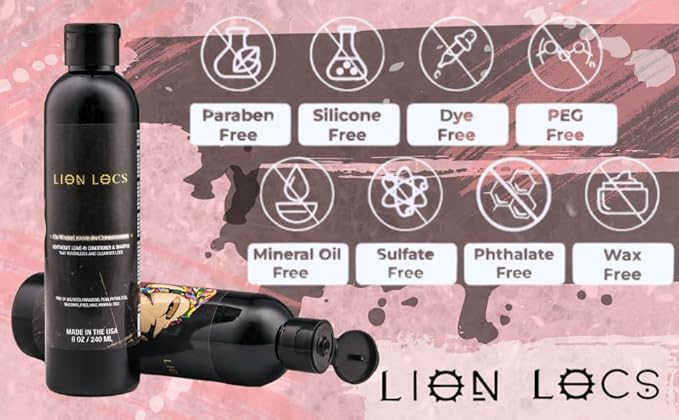 Lion Locs Shampoo and Conditioner for Dreads, Sisterlocks, Locks, & Dreadlocks | Lightweight Vegan Co Wash (8oz)