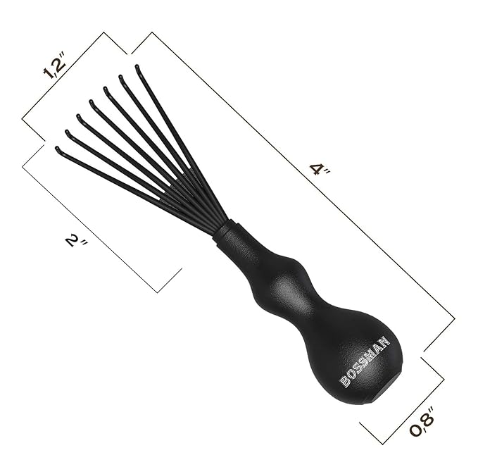 Bossman THE CLAW Hair Brush Cleaner Tool (3-Inch) – Black Cleaning Rake for Boar Bristle, Wave & Plastic Brushes and Combs – Pet Brush Cleaner