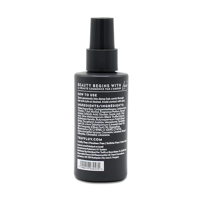 TruffLuv | Indulge Collection Truffle Leave-In Mask, Infused with Black Truffle Extract, Anti-Frizz Conditioning Spray, Detangles, Paraben Free, Sulfate Free, 4.22 Fl Oz