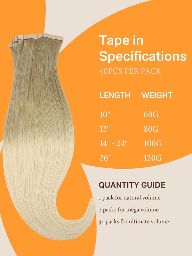 DOORES Tape in Human Hair Extensions, Light Brown to Golden Platinum Blonde 18 Inch 100g 40pcs, Hair Extensions Real Human Hair Tape in Natural Remy Straight Hair