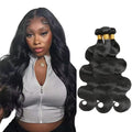 Color 1B Body Wave Bundles Natural Black Human Hair Bundles 26 28 30 Inch Niegmeag Brazilian Virgin Remy Hair Extensions Double Weft Soft and Silky Body Wave Bundle Hair Weave