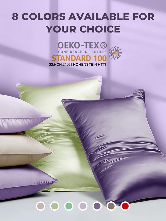 Mulberry Silk Pillowcase for Hair and Skin, SGMSILK 22 Momme Natural Silk Pillow Cases with Zipper, 6A Soft and Smooth Single Sided Pure Silk Pillow Cover (Dark Purple, Queen 20"x30")