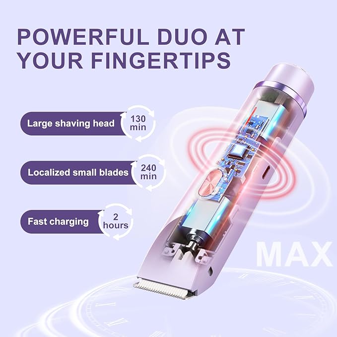 Bikini Trimmer for Women,Dermave Bikini Shaver,Electric Razors for Women Pubic Hair (Purple)