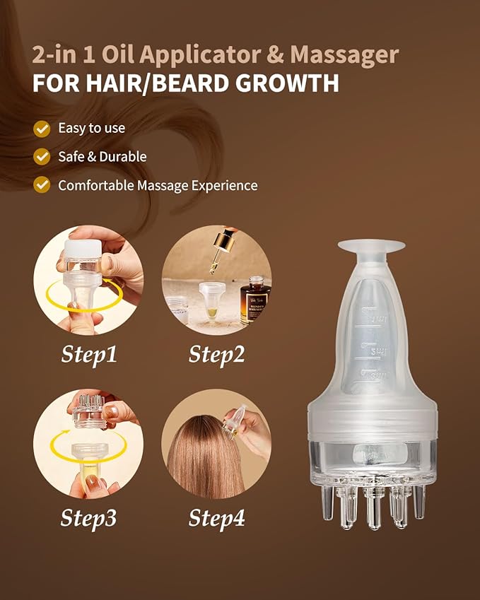 Hair Care Essential Set - Scalp Massager Oil Applicator, Natural Rosemary Oil Moroccan Argan Blend Serum for Hair Growth, Nourishing Scalp, Christmas Birthday Gifts for Women Men Mom Dad