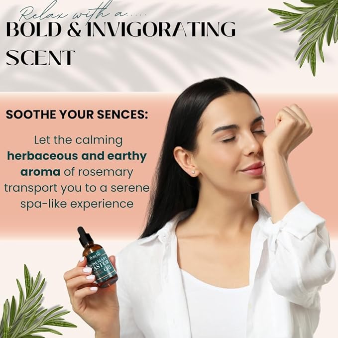 Live Fraiche Rosemary Castor Oil for Hair Growth 4 Ounce - Cold Pressed Castor Oil and Rosemary Oil for Damaged Hair to Reduce Hair Loss