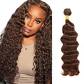 32 Inch Brown Deep Wave Bundles Color 4 Human Hair Bundles Brazilian Virgin Soft and Silky Remy Hair Extensions Niegmeag Double Weft Color 4 Deep Wave Bundle 100g