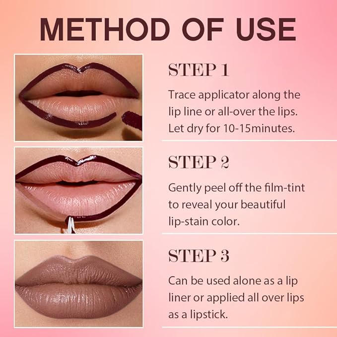 Peel Off Matte Liquid Lip Gloss Stain-Lip Liner with Tweezer, Light Taupe Peel Off Lip Stain, Long Lasting & Waterproof Lipstick Tattoo, Transfer-Proof Lip Gloss for All Skin Types (04#, 1Pcs)