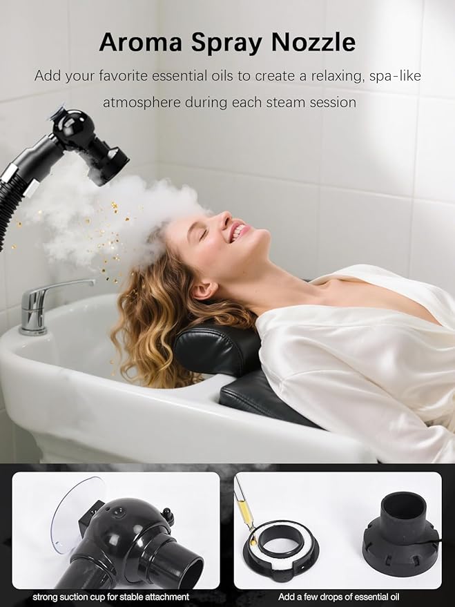 VARONXE Hair Steamer for Deep Conditioning, Steamer for Black Hair Treatment, Nano Hydration Machine for Hair, Skin and Scalp, Micro Mist Standing Hair Processor for Salon&Home