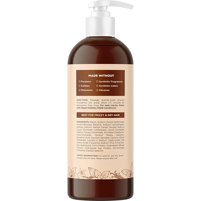 Moisturizing Shampoo for Dry Hair Care - Silk18 Advanced Anti Frizz Ultra Hydrating Shampoo for Color Treated Hair with Silk Amino Acids and Plant Proteins - Sulfate Free Shampoo for Men and Women