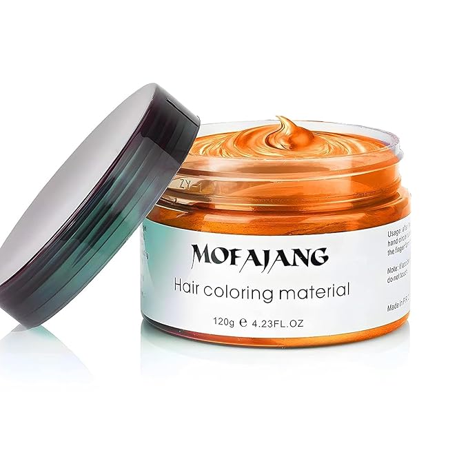 Temporary Hair Color Wax,Hair Spray Color, Hair Wax Color 4.23 oz, Easy Washout Temporary Hair Dye for Halloween,Cosplay, Party (Orange, 4.23)
