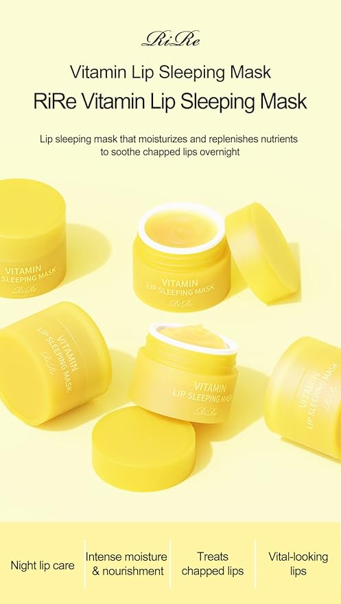 Vitamin Lip Sleeping Mask 10g / 0.35 oz. (Pack of 2) Contains 5,000ppm of vitamin E, Nourishing Moisturizing Elasticity Keratin Care, Lip Balm For Chapped, Cracked, Dry, Wrinkled Lips