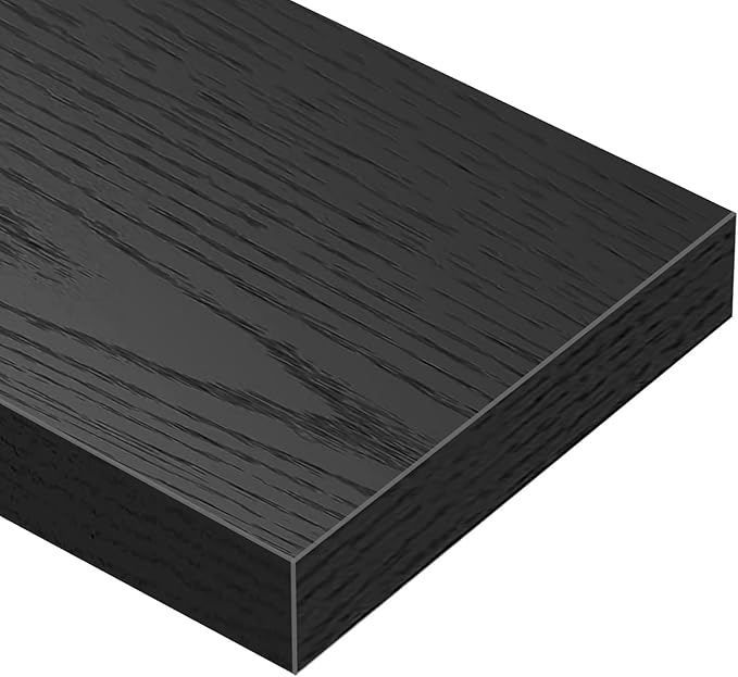 QEEIG Floating Shelves for Wall Bathroom Shelf Bedroom Kitchen Living Room Farmhouse Small Book Shelf 16 inch Set of 2, Black (015-B2)