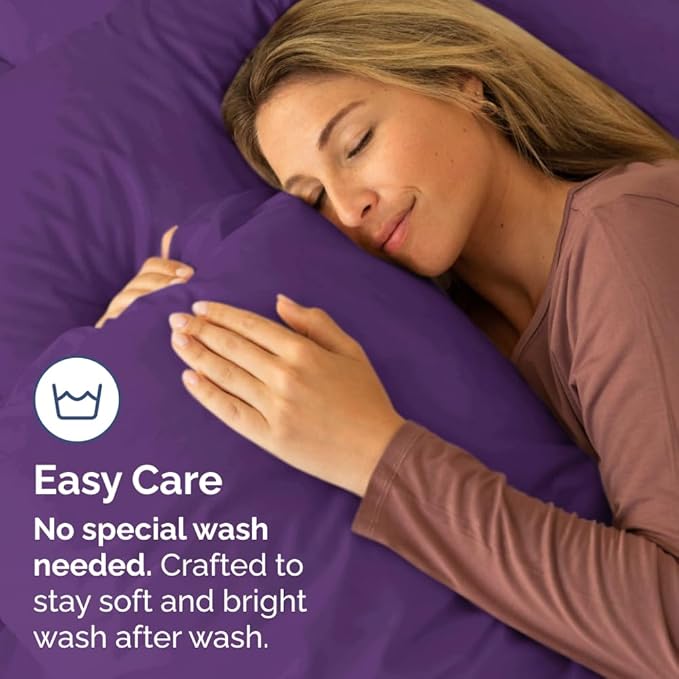 Queen Pillow Cases - 2 Pack - Super Soft Pillowcase Covers - Envelope Enclosure - Hotel Quality Pillow Protectors - Wrinkle Free, Fade, Shrink & Stain Resistant - Machine Washable - 20" x 30" (Purple)