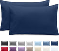 Bare Home Microfiber Pillow Cases - Queen Size Set of 2 - Cooling Pillowcases - Double Brushed - Easy Care - Envelope Closure (Queen Pillowcase Set of 2, Dark Blue)