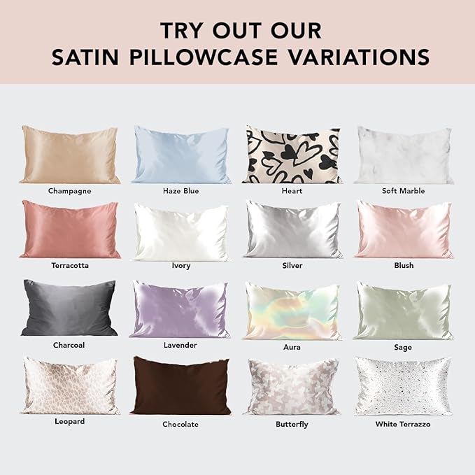 Kitsch Satin Pillowcase, Softer Than Silk Pillow Cases King, Cooling Pillow Covers, Satin Pillowcase with Zipper for Hair, Skin & Quality Sleep, Wrinkle-Free & Smooth, King Size 19"x36", Blush