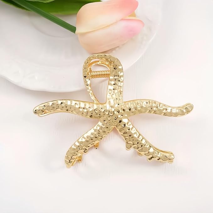 Gold Starfish Hair Clip Seashell Hair Claw Clips for Women Fashion Large Claw Clips for Thick Hair Beach Hair Accessories
