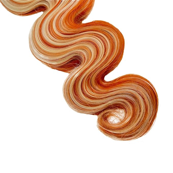 18 20 22 Inch Color 350 Bundles Human Hair Highlight Ginger Orange Bundles Brazilian Virgin Remy Hair Extensions Double Weft 2 Tone Orange and Blonde Bundle Hair Weave