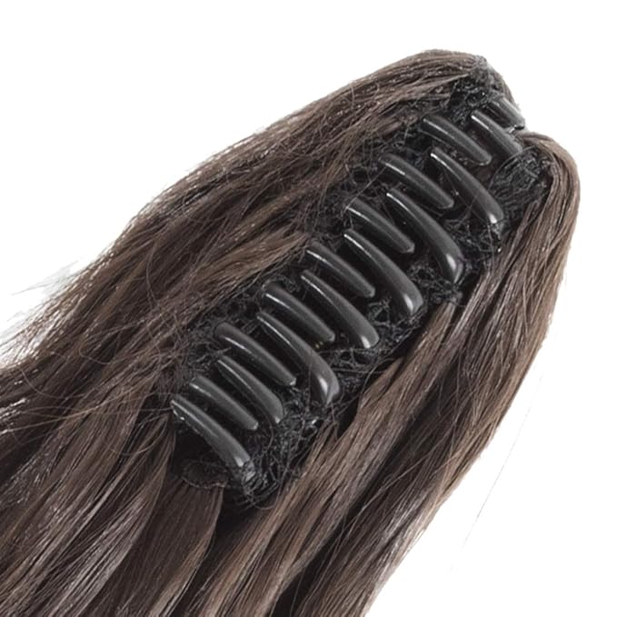 Claw Clip Ponytail 18" Clip in Wavy Ponytail Hair Extensions Long Pony Tails for Women Medium Brown Wave Hairpiece