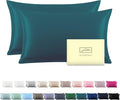 Silk Pillow Cases 2 Pack Soft Breathable and Sliky Standard Size Pillow Cases Set of 2,Natural Mulberry Satin Silk Pillowcase with Hidden Zipper for Hair and Skin (Teal,20"X 26",2pcs)