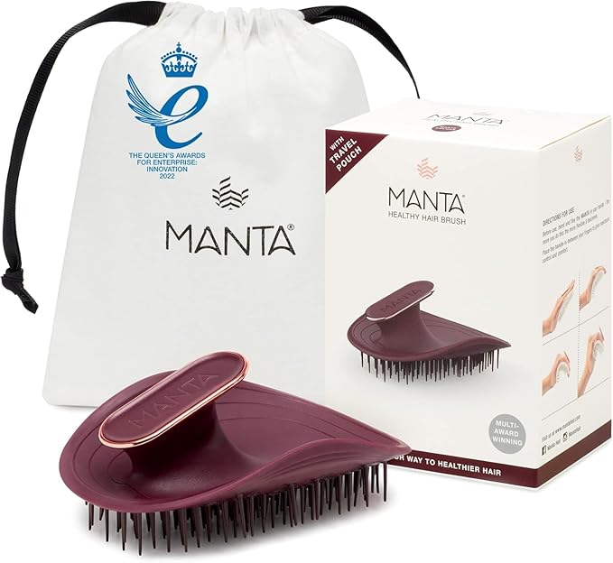 Manta Original Anti-Breakage Hairbrush – Gentle Detangling Brush for Wet & Dry Hair, Flexible Hairbrush for All Types, Healthy Hair Care for Women & Men, Burgundy