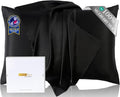 ZIMASILK Upgraded 100% 6A Grade Pure Mulberry Silk Pillowcase for Hair and Skin Silk Pillow Cases with Reinforced Hidden Zipper, More Soft & Durable, Gift Box (Queen 20"x30" Black)